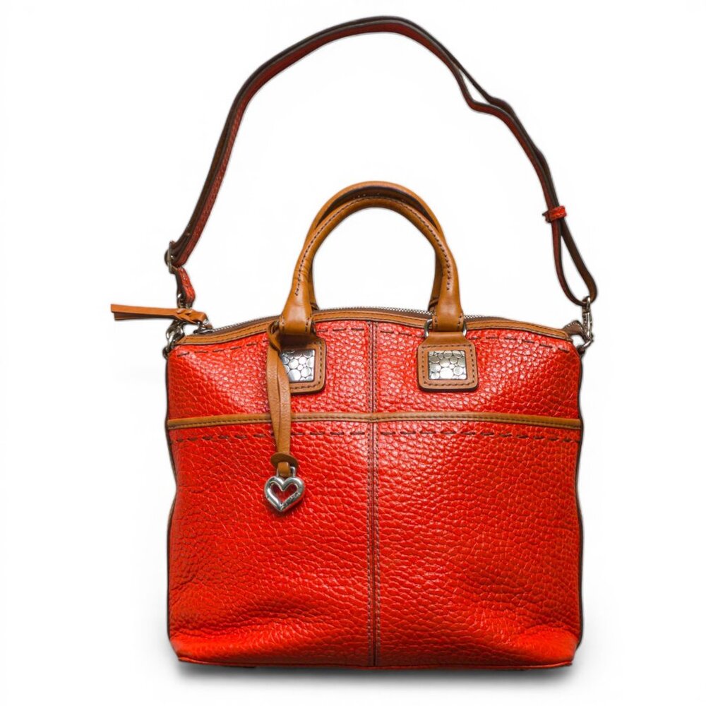 Brighton “Archer Squared” Satchel – Orange Pebbled Leather